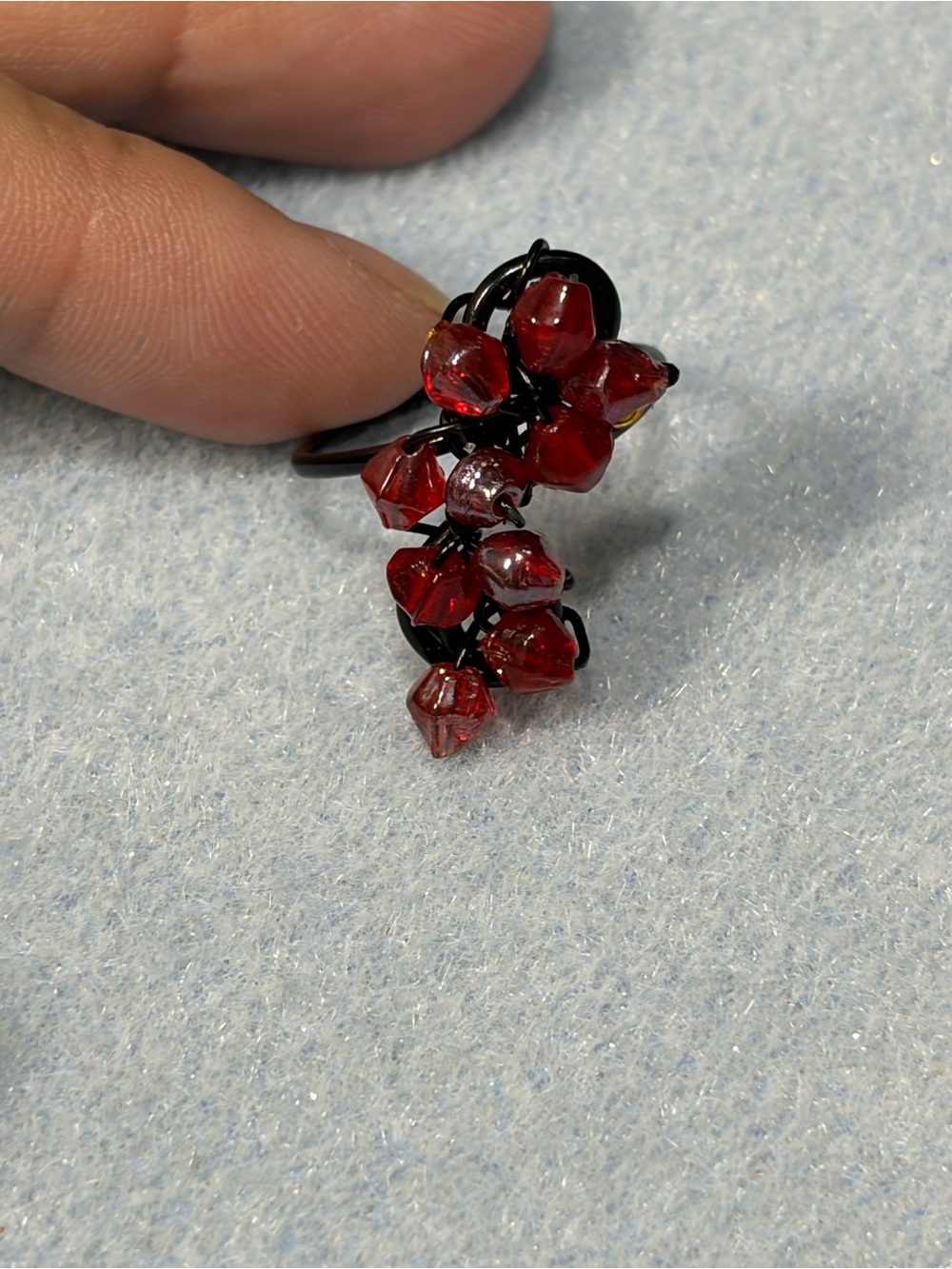 Red Crystal Cluster Ring